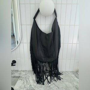 Black Fringe Leather Bag